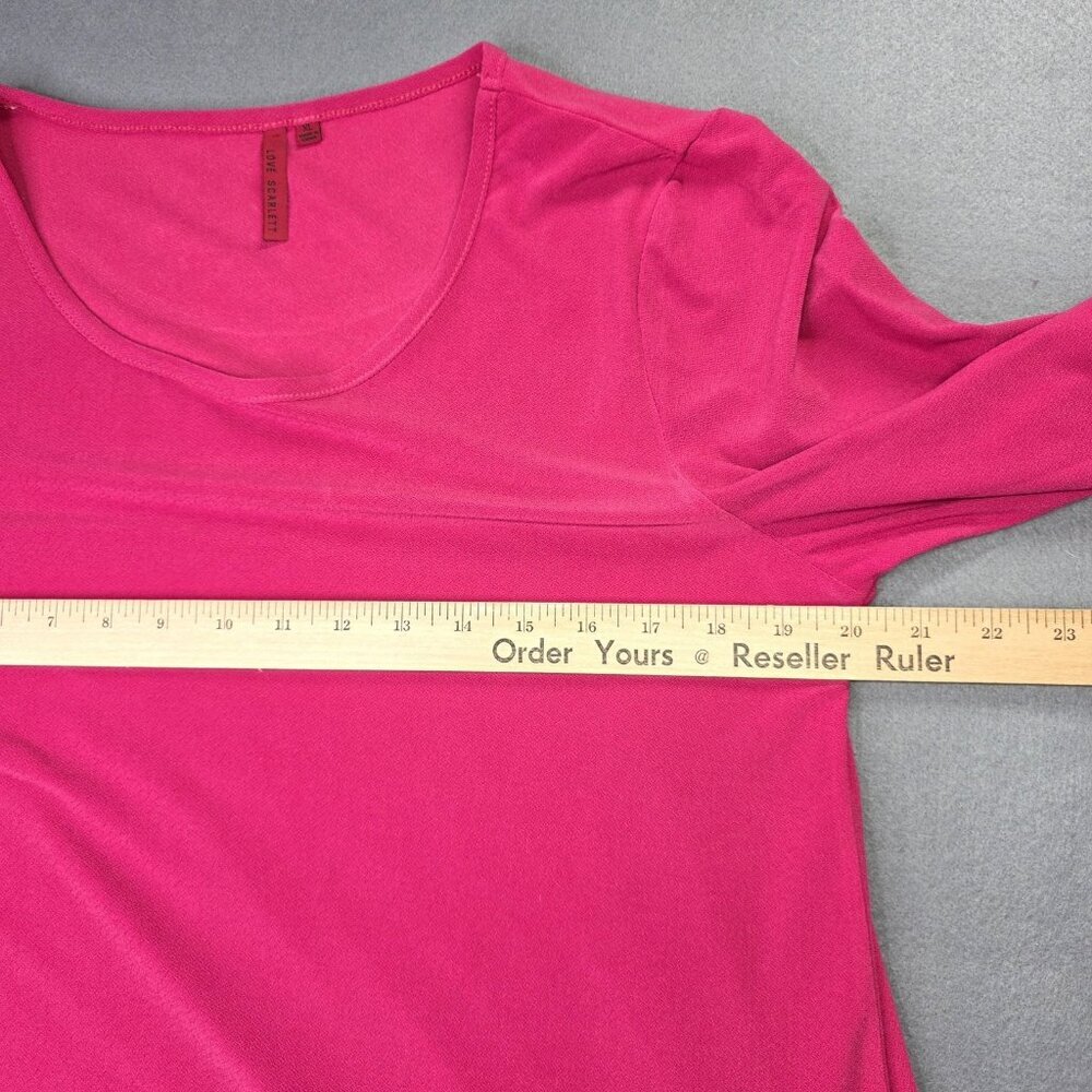 Love Scarlett Shirt Womens XL Pink Bell Sleeve Lace Trim Stretch Pullover Top - Picture 6 of 11